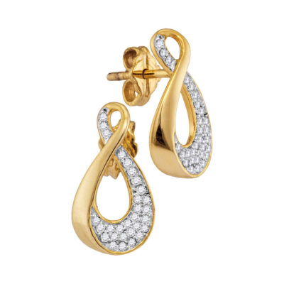 10kt Yellow Gold Womens Round Diamond Fashion Earrings 1/5 Cttw