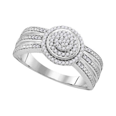 10kt White Gold Round Diamond Cluster Bridal Wedding Engagement Ring 1/5 Cttw