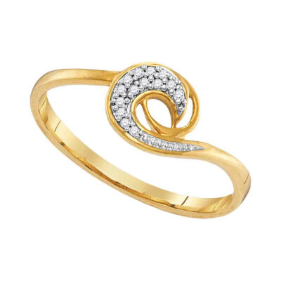 10kt Yellow Gold Womens Round Diamond Curl Fashion Ring 1/20 Cttw