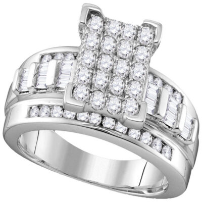 10kt White Gold Round Diamond Bridal Wedding Engagement Ring 7/8 Cttw Size 8