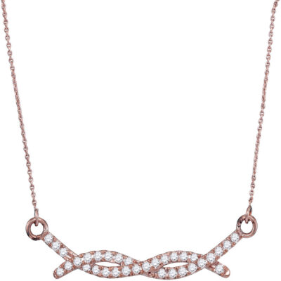 10kt Rose Gold Womens Round Diamond Twist Fashion Necklace 1/4 Cttw