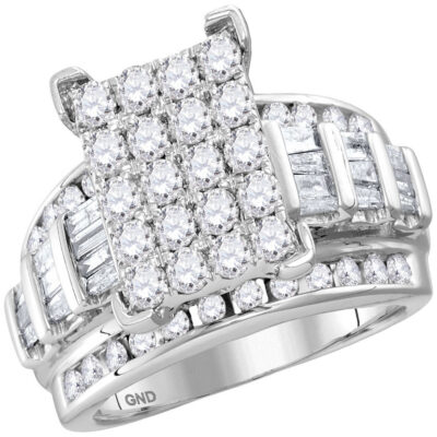 10kt White Gold Round Diamond Bridal Wedding Engagement Ring 2 Cttw Size 10