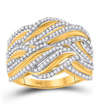 10kt Yellow Gold Womens Round Diamond Woven Strand Band Ring 1/2 Cttw