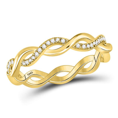 10kt Yellow Gold Womens Round Diamond Fashion Braided Band Ring 1/10 Cttw