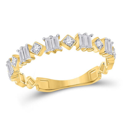 14kt Yellow Gold Womens Baguette Diamond Modern Band Ring 1/3 Cttw