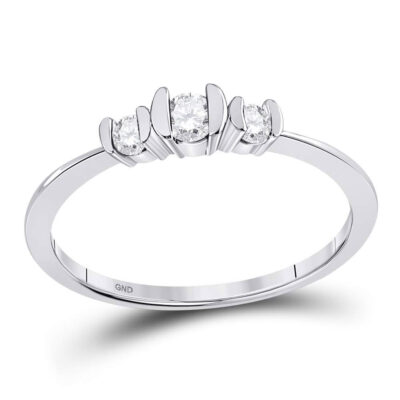 10kt White Gold Round Diamond 3-stone Bridal Wedding Engagement Ring 1/4 Cttw