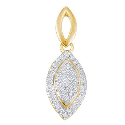 Yellow-tone Sterling Silver Womens Round Diamond Oval Pendant 1/6 Cttw