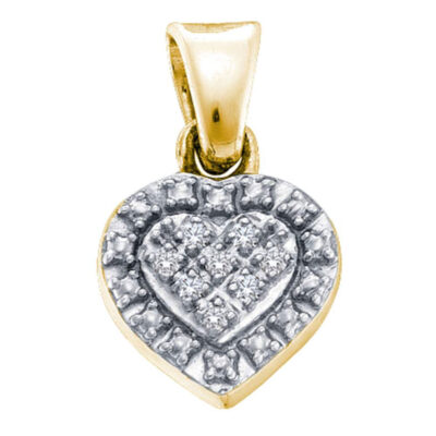 Yellow-tone Sterling Silver Womens Round Diamond Heart Pendant .03 Cttw