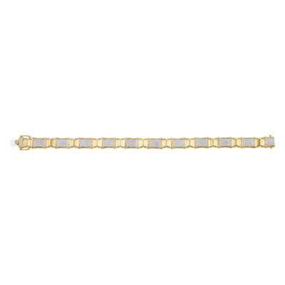 10kt Yellow Gold Mens Round Diamond Rectangle Link Bracelet 1-1/2 Cttw