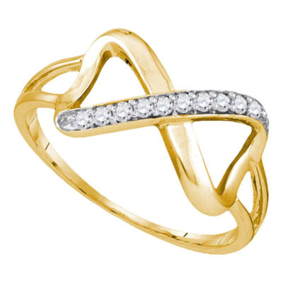 10kt Yellow Gold Womens Round Diamond Infinity Ring 1/10 Cttw