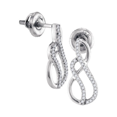 Sterling Silver Womens Round Diamond Fashion Earrings 1/6 Cttw