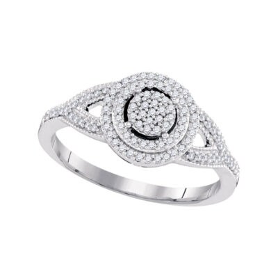 10kt White Gold Round Diamond Circle Cluster Bridal Wedding Engagement Ring 1/4 Cttw