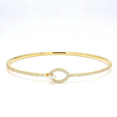 Hook Bangle Cable style in 18K YG w/ Round and Marquise diamonds D0.71ct.t.w.