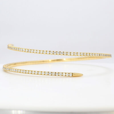 Stackable Flexible Bangle in 18K YG w/ Round diamonds D2.28ct.t.w.