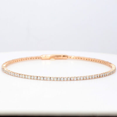Stackable Flexible Oval-Shaped Bangle in 18K RG w/ Round diamonds D1.63ct.t.w.