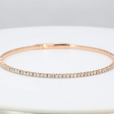 Stackable Flexible Bangle in 18K RG w/ Round diamonds D1.02ct.t.w.