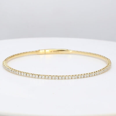 Stackable Flexible Bangle in 18K YG w/ Round diamonds D1.02ct.t.w.