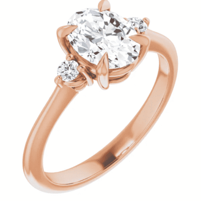 1.15 ctw. Oval Engagement Ring Setting in Glamorous Rose Gold