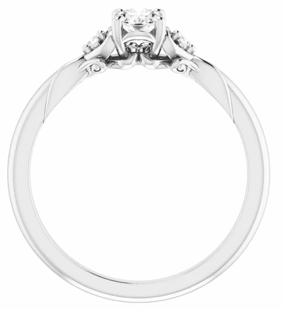 1.32 ctw. Oval Engagement Ring With Accented Side Stones in 14K White Gold
